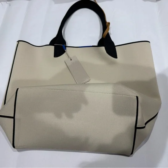 Rothy's Lightweight tote & The Wallet Wristlet in the Black Portobello Stripe - Picture 5 of 11